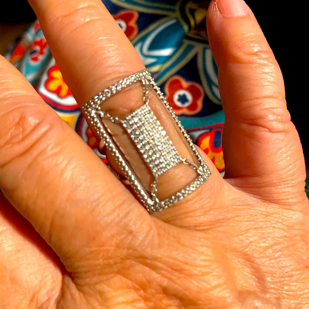 Silver ring with cubic zircons